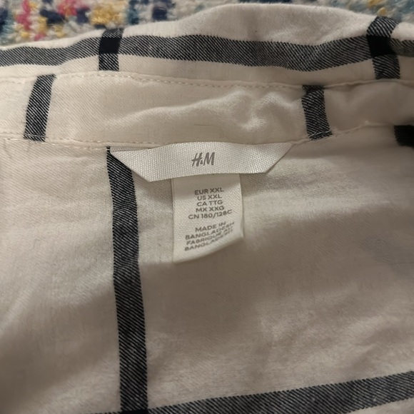 H & M // oversized boyfriend fit flannel black & white - Picture 2 of 3